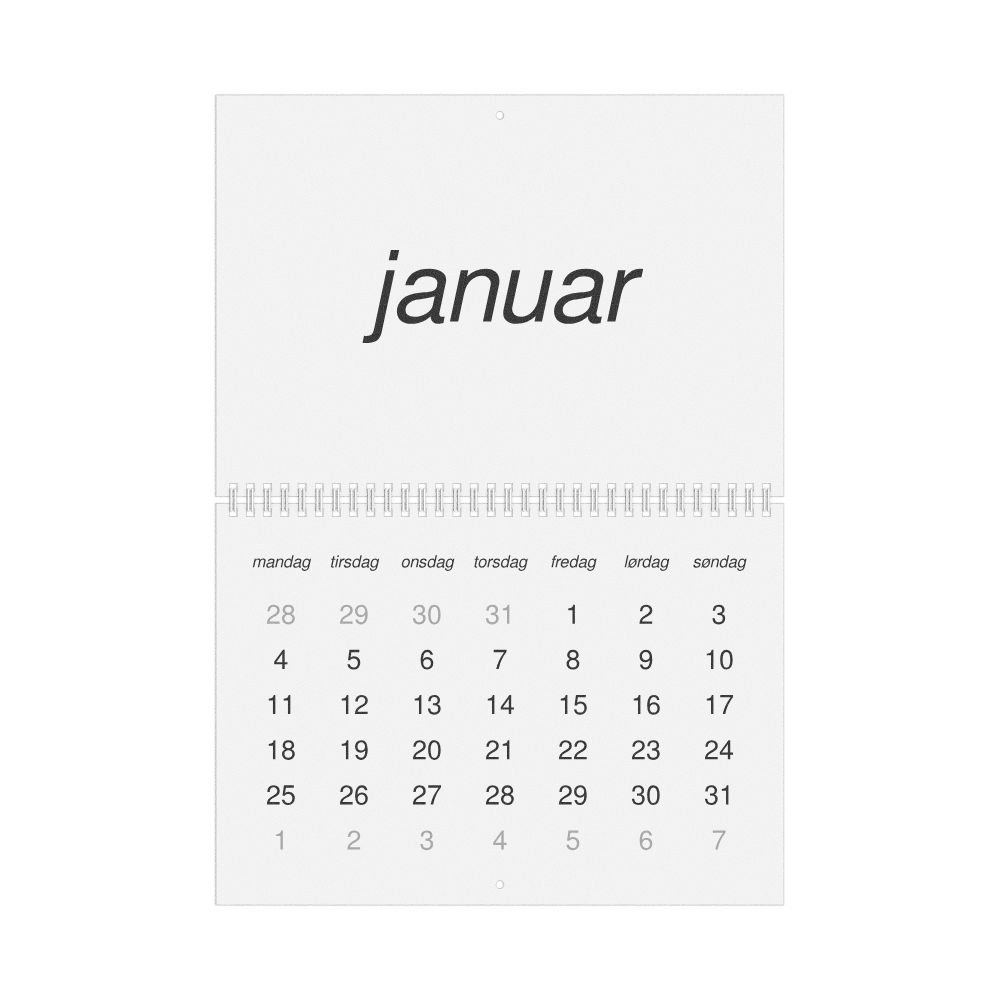Leskoff 2027 Wall Calendar, Norwegian-Labeled, Monday-Start Layout, Wire-Bound, 11.7 x 8.3 in (29.7 x 21.0 cm), image 1 of 1