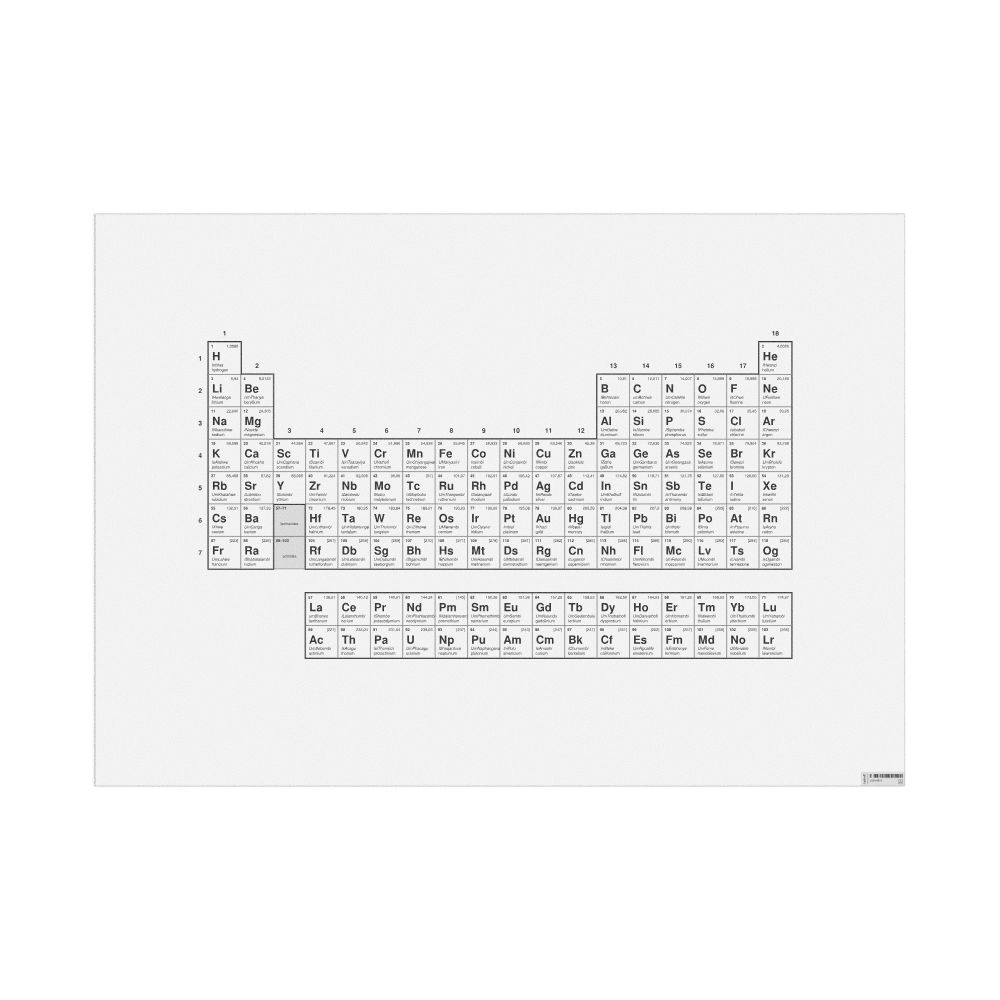 Leskoff Periodic Table Chart, 18-Column Layout, Zulu/English-Labeled, 33.1 x 23.4 in (84.1 x 59.4 cm, Poster / Wall Chart), image 1 of 1