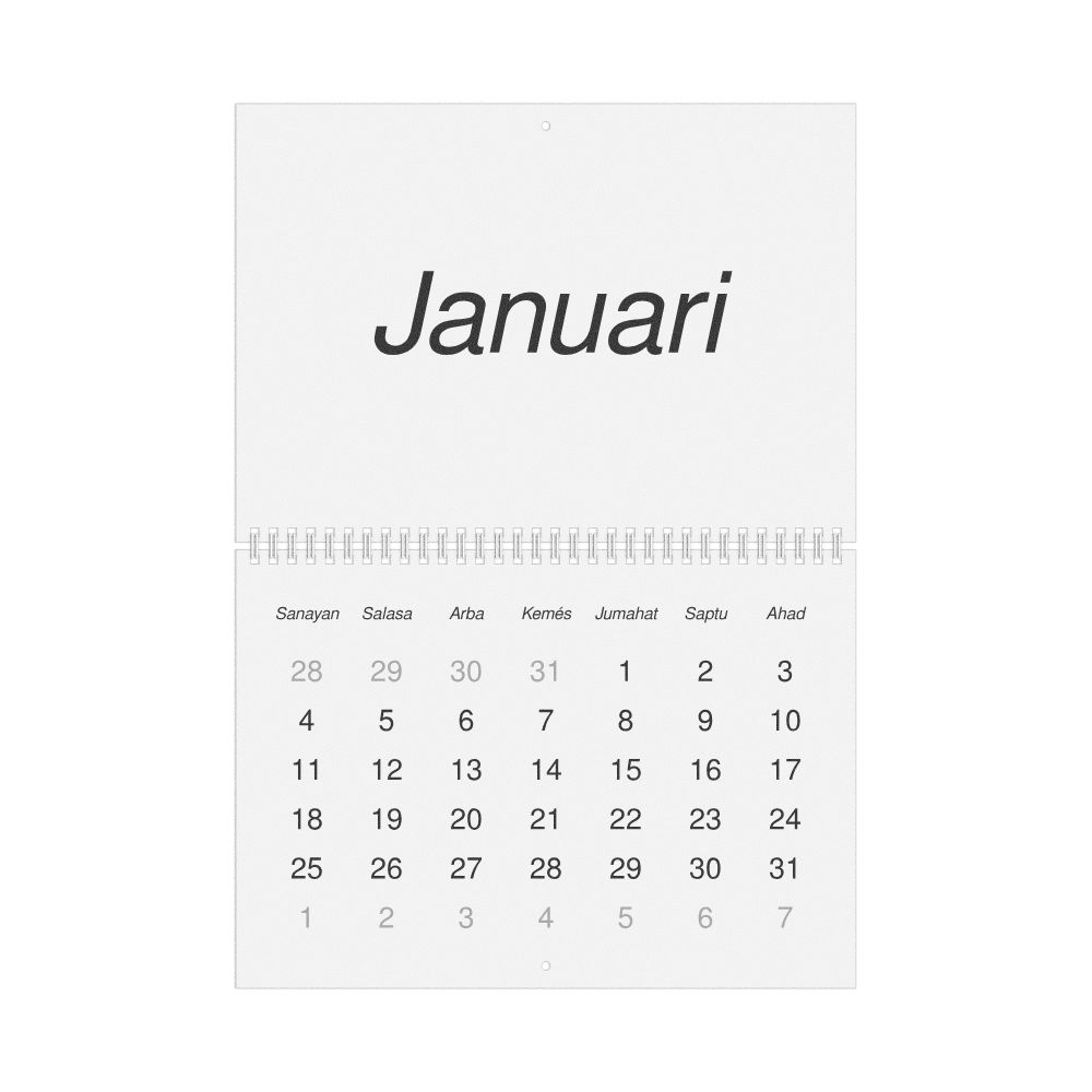 Leskoff 2027 Wall Calendar, Banjarese-Labeled, Monday-Start Layout, Wire-Bound, 11.7 x 8.3 in (29.7 x 21.0 cm), image 1 of 1