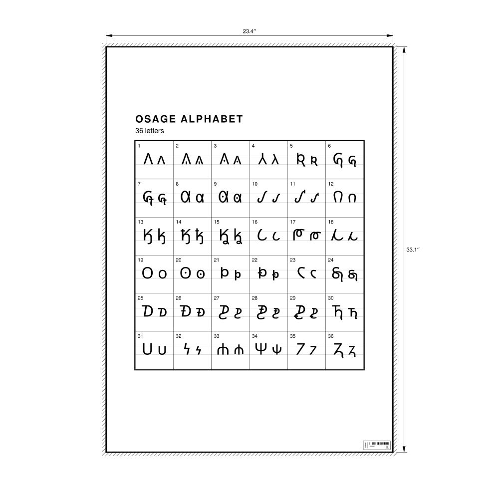 Leskoff Osage Alphabet Chart, 23.4 x 33.1 in (59.4 x 84.1 cm, Poster / Wall Chart), image 1 of 2