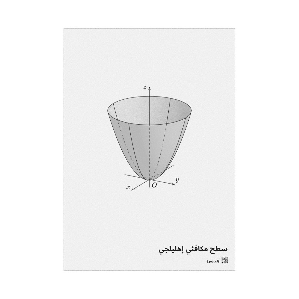 Leskoff Elliptic Paraboloid Poster, Solid Surface, Arabic-Labeled, image 1 of 1