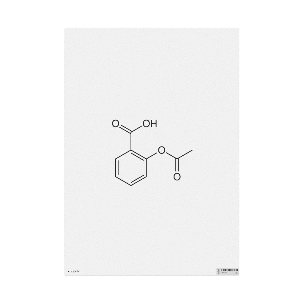 Leskoff Aspirin Molecule Poster, 2D Structure, Azerbaijani-Labeled, image 1 of 1
