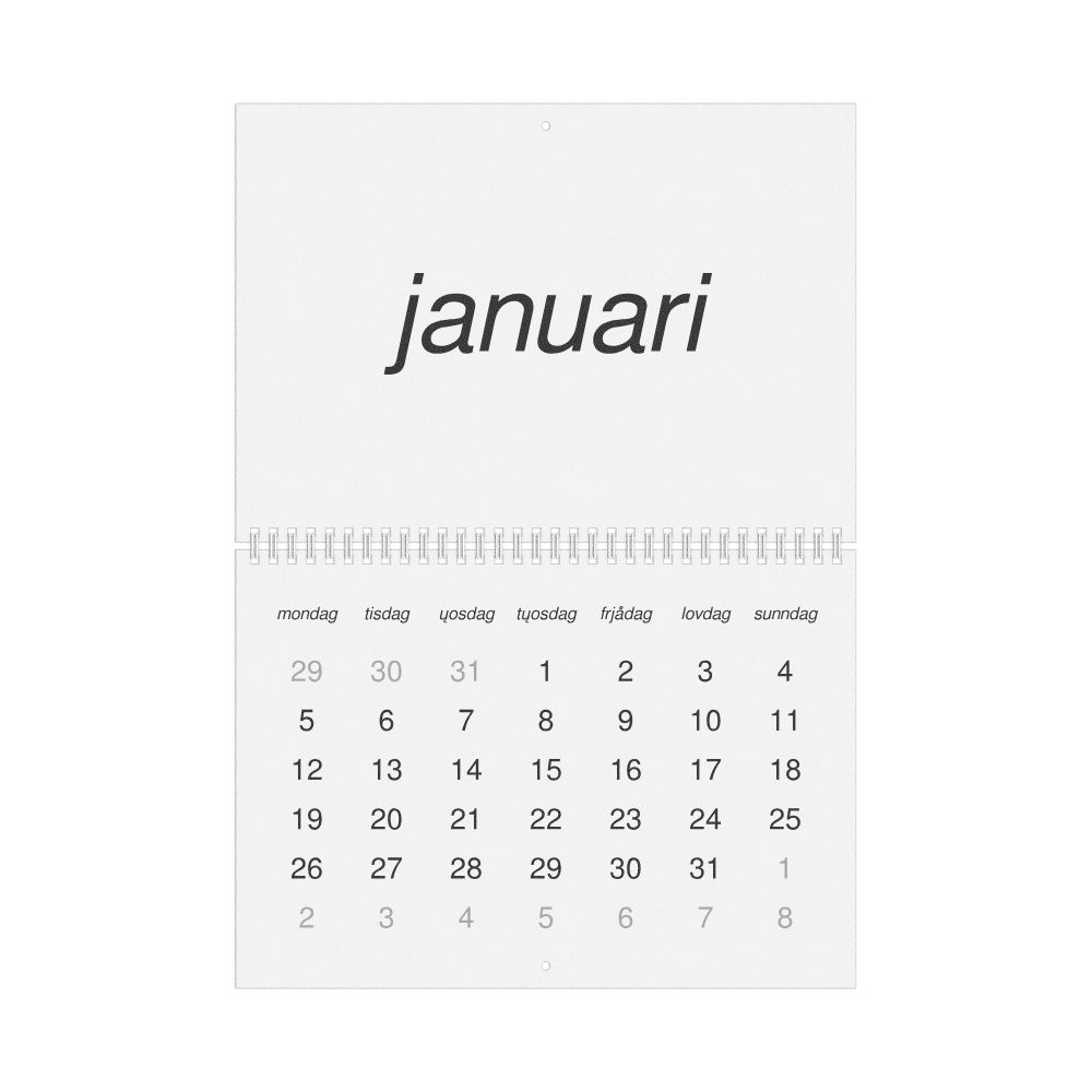 Leskoff 2026 Wall Calendar, Elfdalian-Labeled, Monday-Start Layout, Wire-Bound, 11.7 x 8.3 in (29.7 x 21.0 cm), image 1 of 1