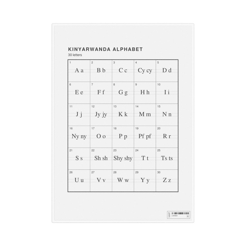 Leskoff Kinyarwanda Alphabet Chart, 8.3 x 11.7 in (21.0 x 29.7 cm, Desk Chart, Laminated), image 1 of 2