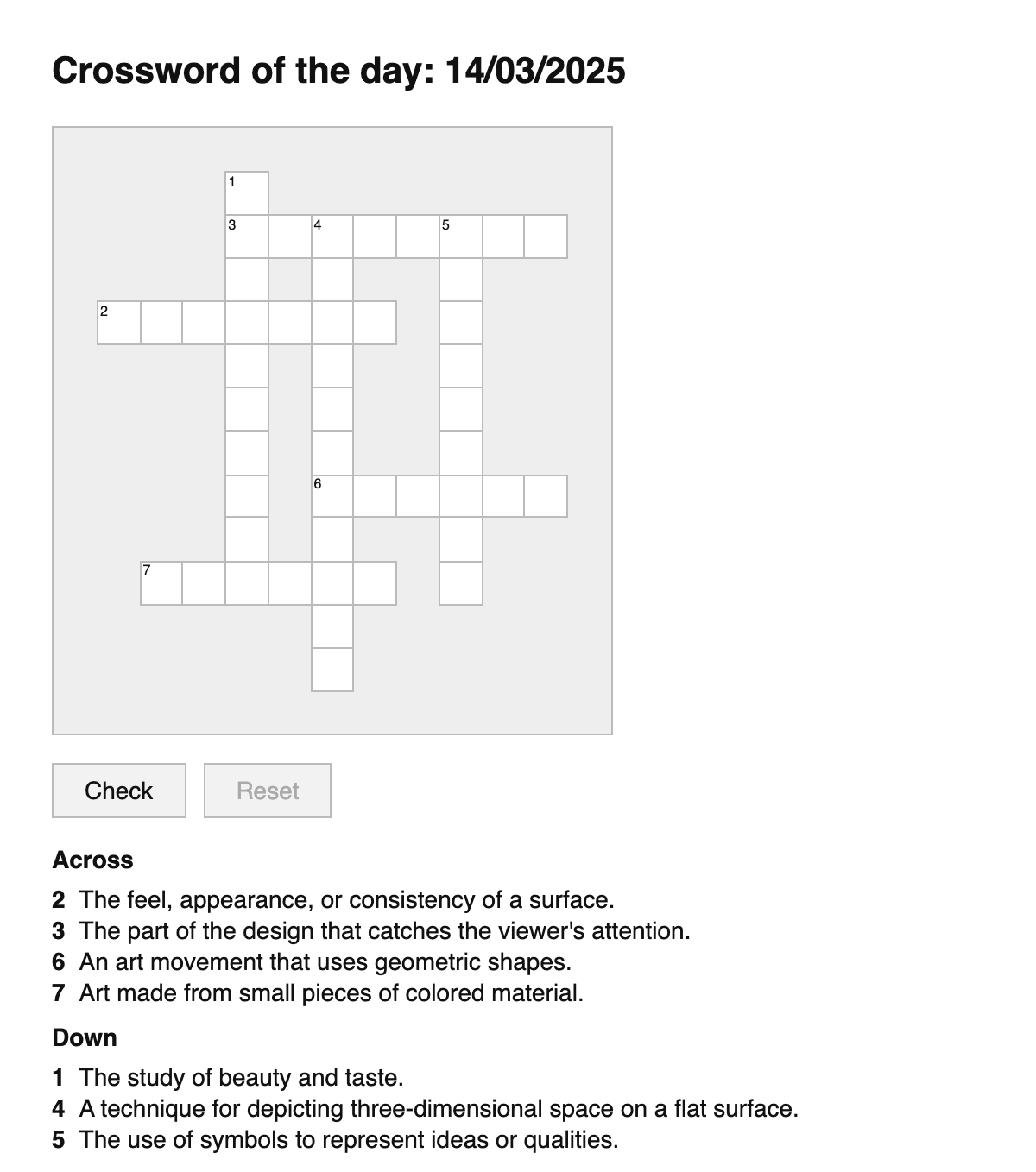 Art Theory Crossword