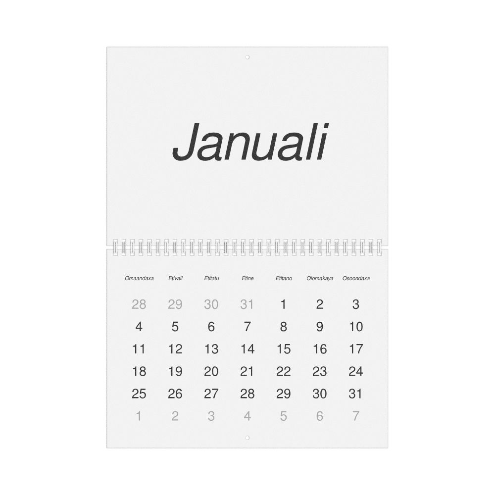 Leskoff 2027 Wall Calendar, Kwanyama-Labeled, Monday-Start Layout, Wire-Bound, 11.7 x 8.3 in (29.7 x 21.0 cm), image 1 of 1