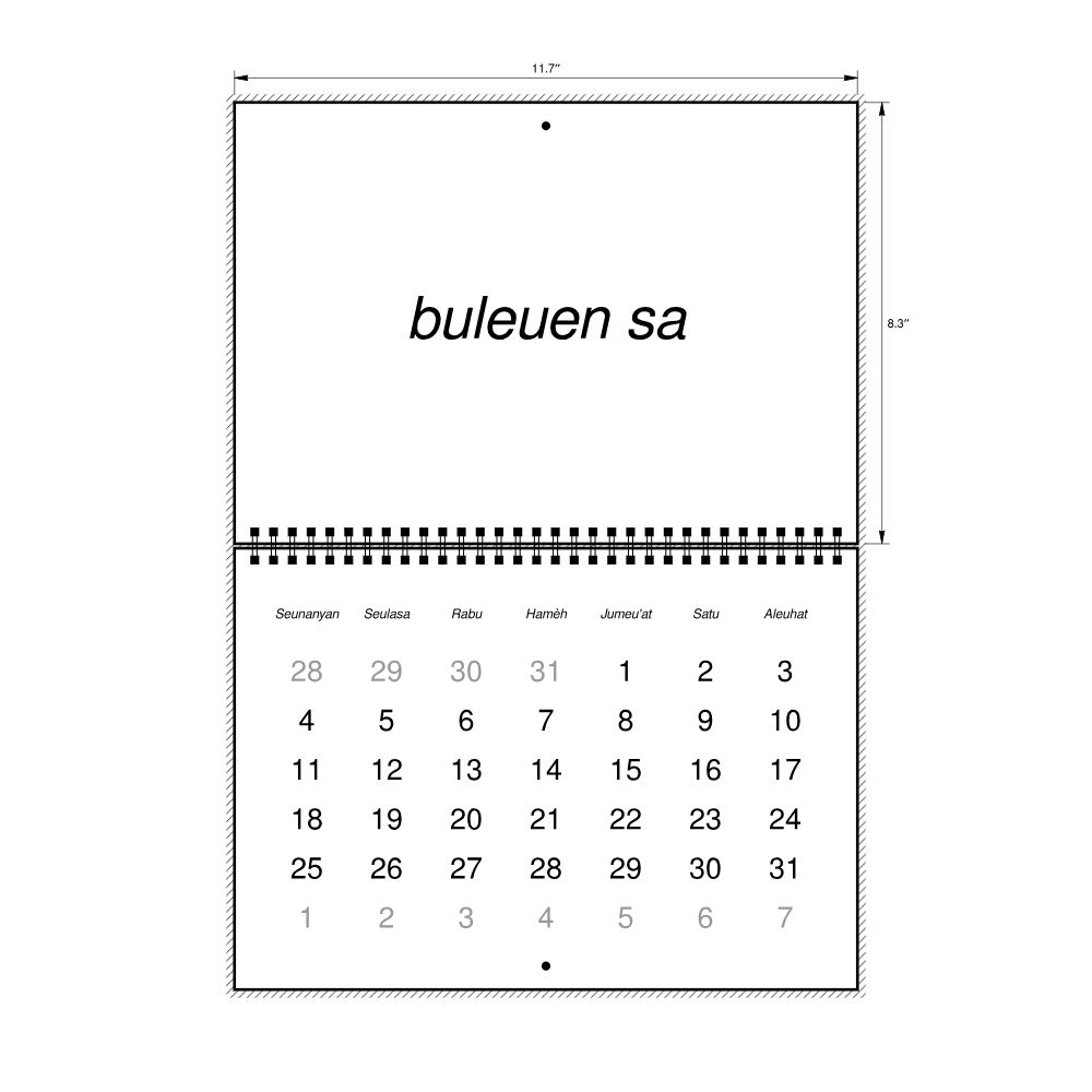 Leskoff 2027 Wall Calendar, Acehnese-Labeled, Monday-Start Layout, Wire-Bound, 11.7 x 8.3 in (29.7 x 21.0 cm), image 2 of 2