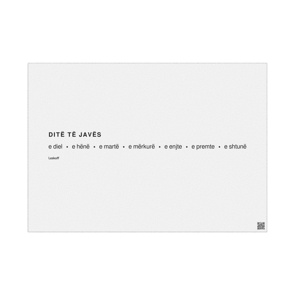 Leskoff Days of the Week Poster, Albanian-Labeled, image 1 of 2