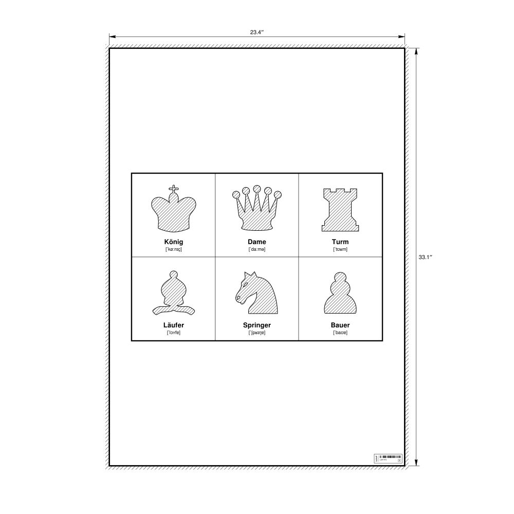Leskoff Chess Pieces Poster, German-Labeled with IPA, image 1 of 2