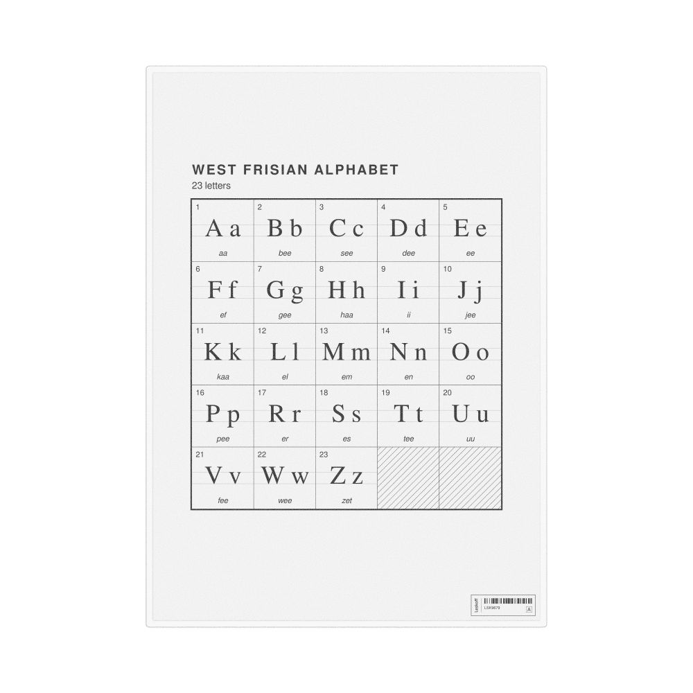 Leskoff West Frisian Alphabet Chart, 8.3 x 11.7 in (21.0 x 29.7 cm, Desk Chart, Laminated), image 1 of 2