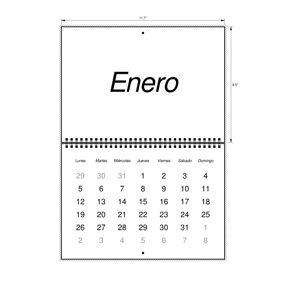 Leskoff 2026 Wall Calendar, Quechua-Labeled, Monday-Start Layout, Wire-Bound, 11.7 x 8.3 in (29.7 x 21.0 cm), image 2 of 2