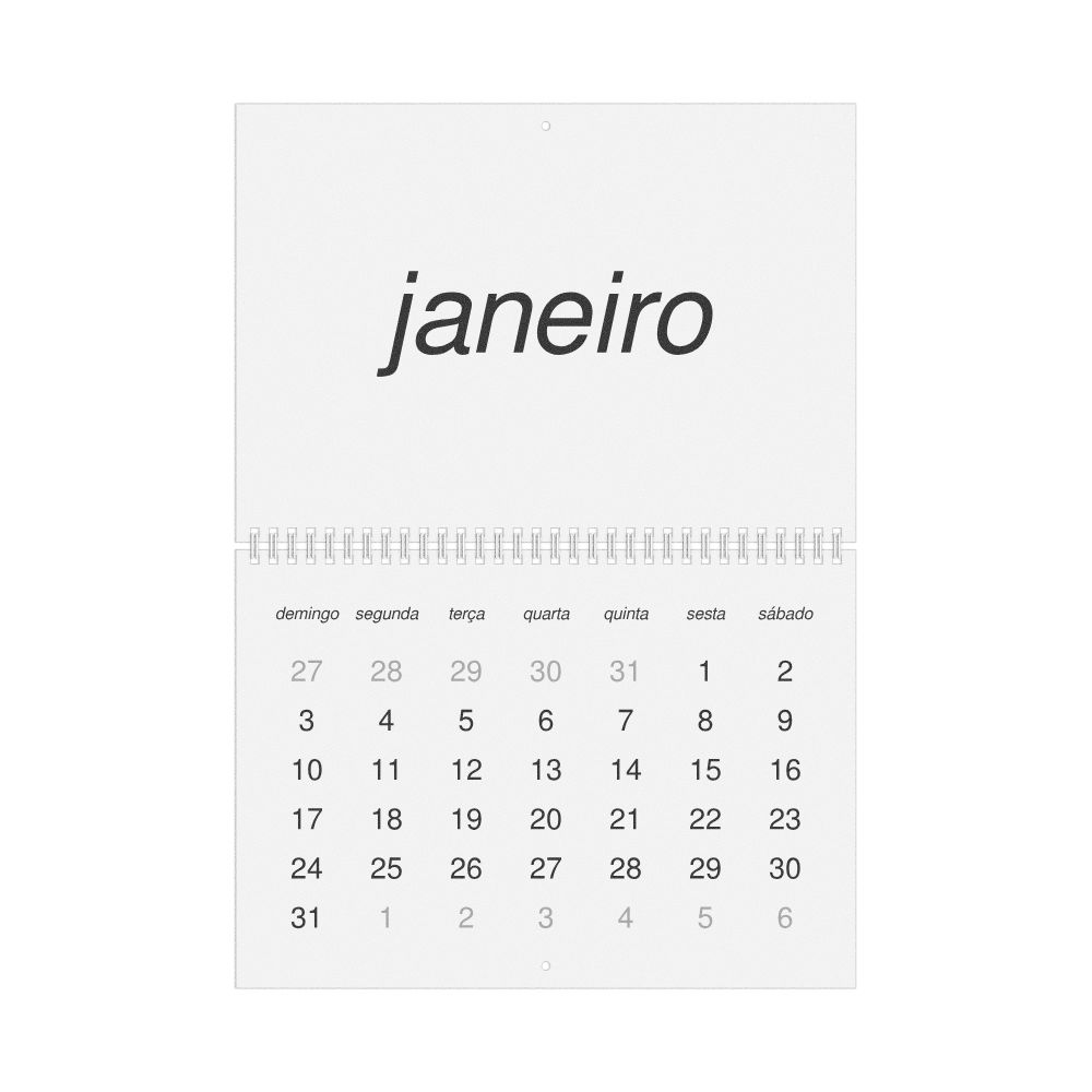 Leskoff 2027 Wall Calendar, Mirandese-Labeled, Sunday-Start Layout, Wire-Bound, 11.7 x 8.3 in (29.7 x 21.0 cm), image 1 of 1