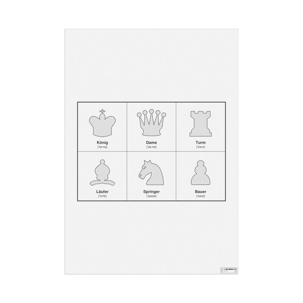 Leskoff Chess Pieces Poster, German-Labeled with IPA, image 1 of 2