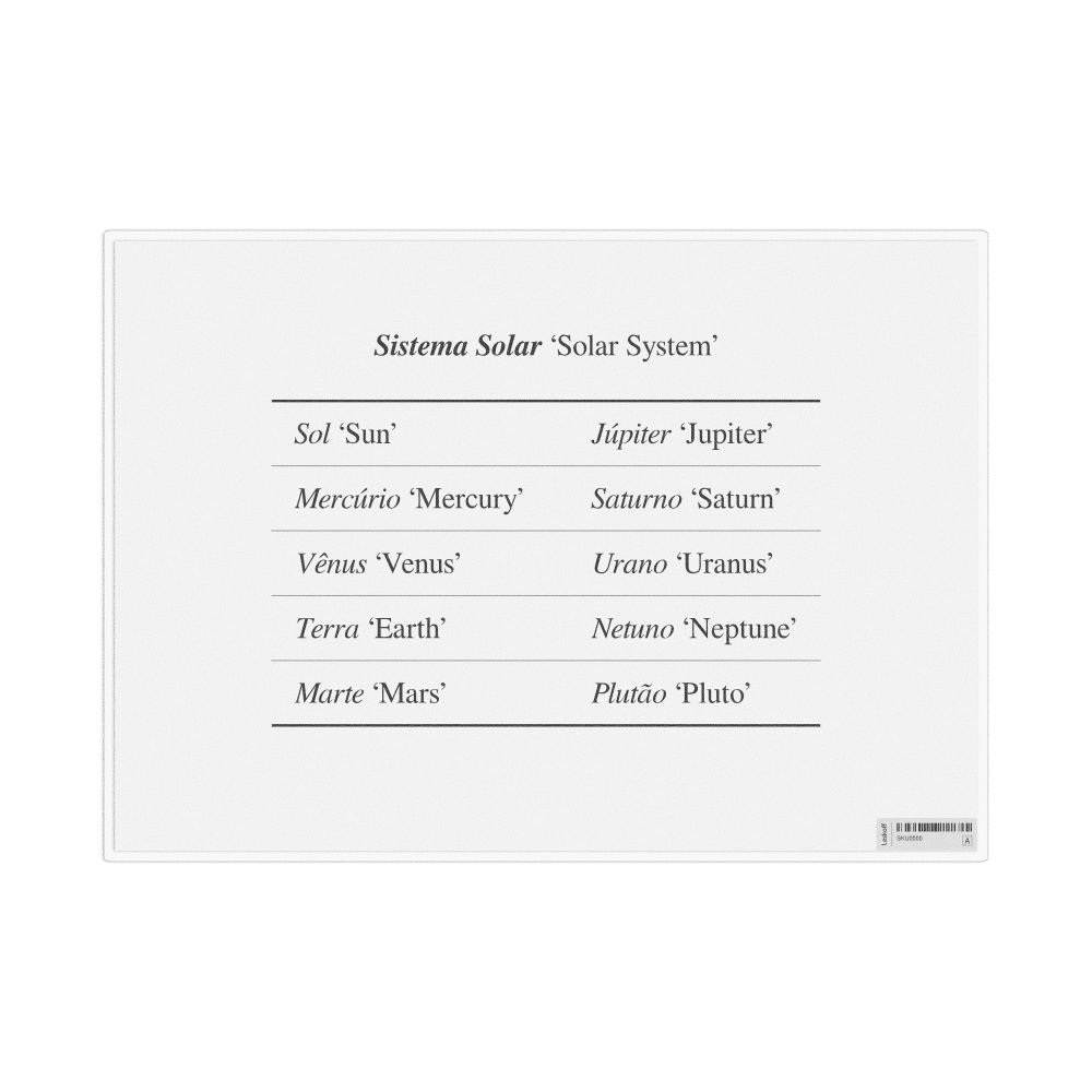 Leskoff Solar System in Portuguese (Brazil), Desk Chart, 11.7 x 8.3 in (29.7 x 21.0 cm), image 1 of 1