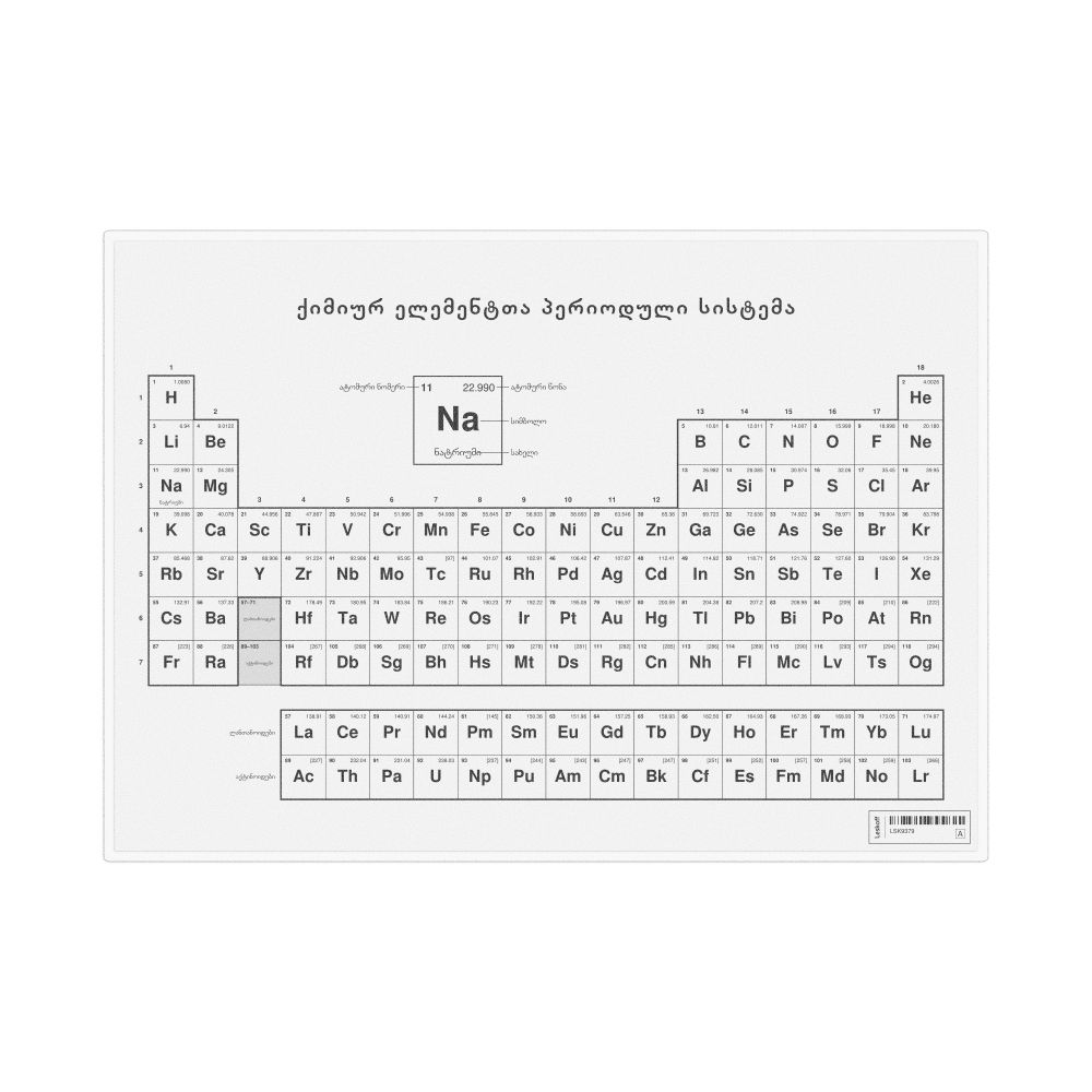 Leskoff Periodic Table Chart, 11.7 x 8.3 in (29.7 x 21.0 cm, Desk Chart, Laminated), 18-Column Layout, Georgian-Labeled, image 1 of 2