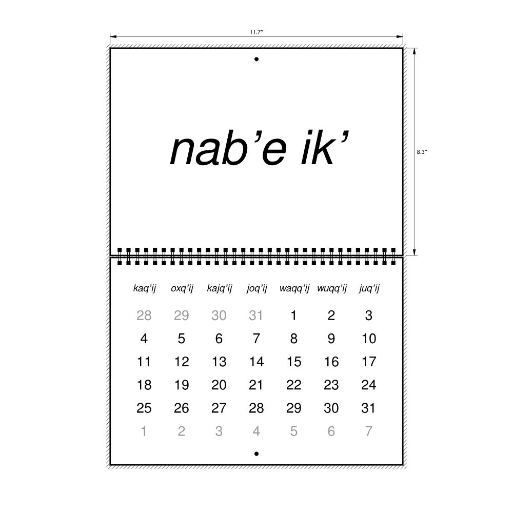 Leskoff 2027 Wall Calendar, Kʼicheʼ-Labeled, Monday-Start Layout, Wire-Bound, 11.7 x 8.3 in (29.7 x 21.0 cm), image 2 of 2