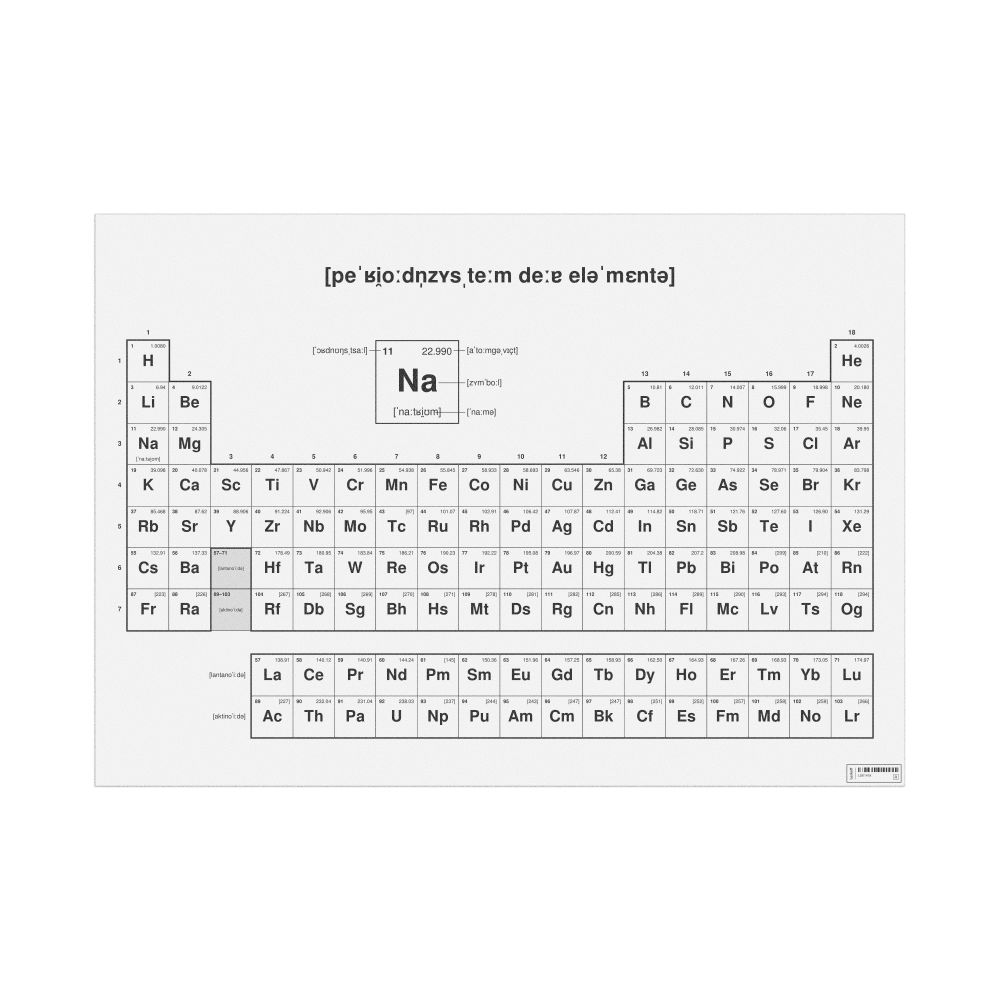 Leskoff Phonetic Periodic Table Chart, 33.1 x 23.4 in (84.1 x 59.4 cm, Poster / Wall Chart), 18-Column Layout, IPA-Labeled (German), image 1 of 2