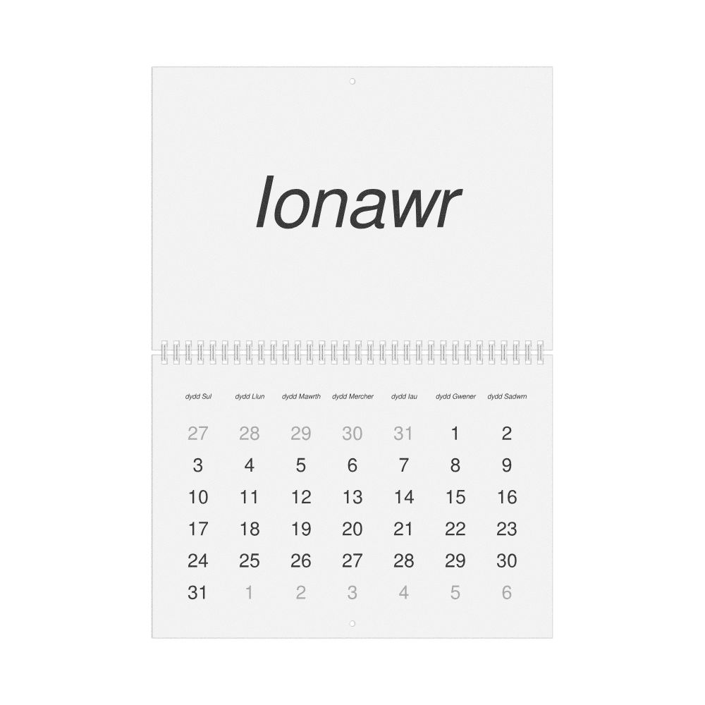 Leskoff 2027 Wall Calendar, Welsh-Labeled, Sunday-Start Layout, Wire-Bound, 11.7 x 8.3 in (29.7 x 21.0 cm), image 1 of 1