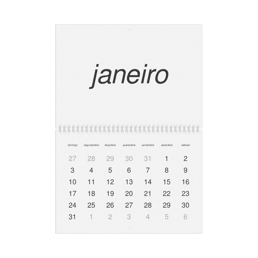 Leskoff 2027 Wall Calendar, Portuguese-Labeled, Sunday-Start Layout, Wire-Bound, 11.7 x 8.3 in (29.7 x 21.0 cm), image 1 of 1
