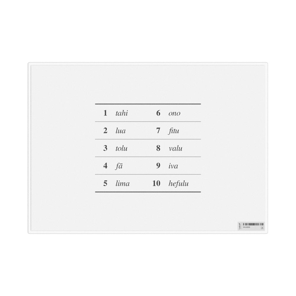 Leskoff Numbers 1–10 in Tokelauan, Desk Chart, 11.7 x 8.3 in (29.7 x 21.0 cm), image 1 of 1
