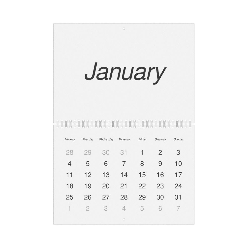 Leskoff 2027 Wall Calendar, English-Labeled, Monday-Start Layout, Wire-Bound, 11.7 x 8.3 in (29.7 x 21.0 cm), image 1 of 1