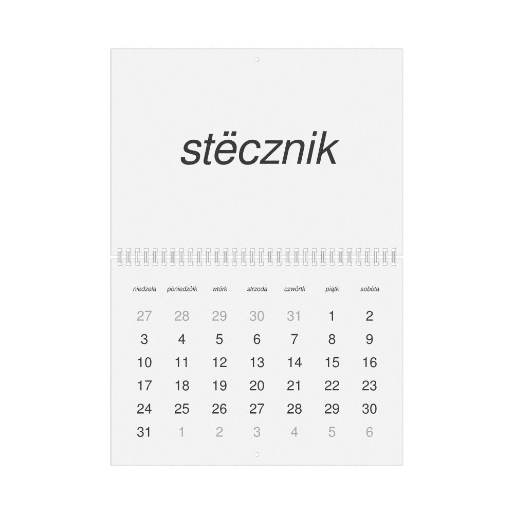 Leskoff 2027 Wall Calendar, Kashubian-Labeled, Sunday-Start Layout, Wire-Bound, 11.7 x 8.3 in (29.7 x 21.0 cm), image 1 of 1