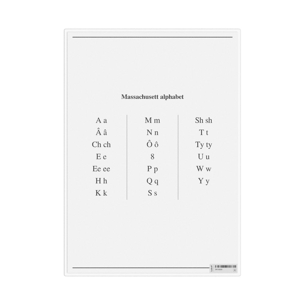 Leskoff Massachusett Alphabet Chart, image 1 of 1