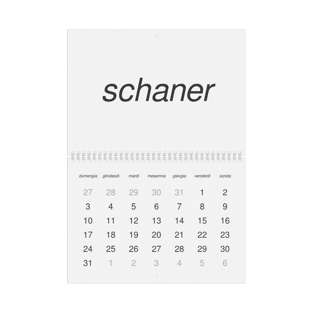 Leskoff 2027 Wall Calendar, Romansh-Labeled, Sunday-Start Layout, Wire-Bound, 11.7 x 8.3 in (29.7 x 21.0 cm), image 1 of 1