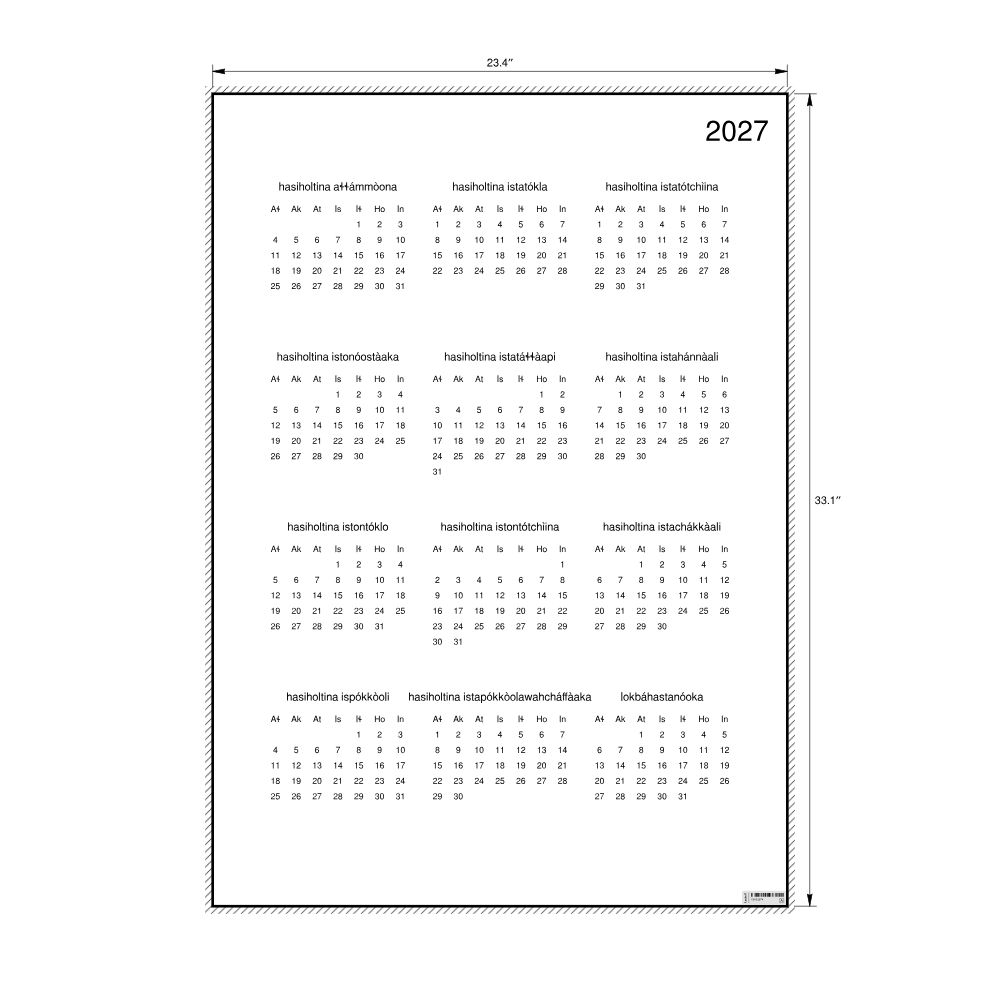 Leskoff 2027 Wall Calendar, Alabama-Labeled, Monday-Start Layout, Poster / Wall Print, 23.4 x 33.1 in (59.4 x 84.1 cm), image 2 of 2