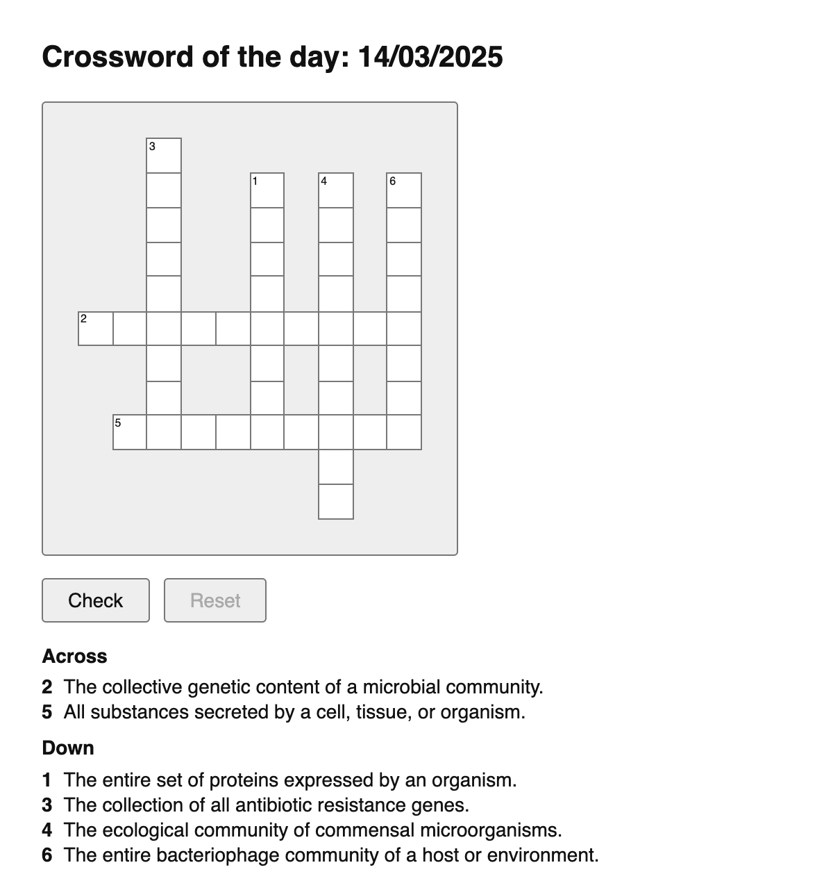 Microbiology Crossword