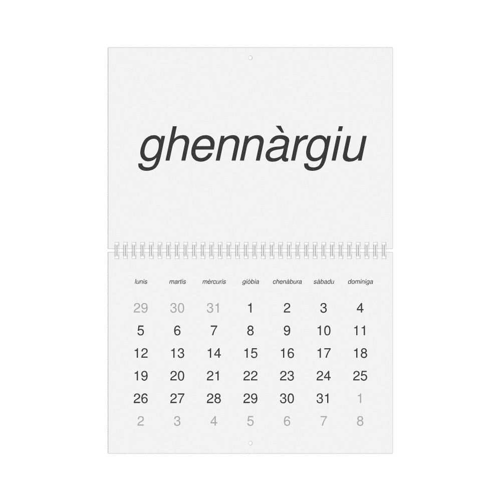 Leskoff 2026 Wall Calendar, Sardinian-Labeled, Monday-Start Layout, Wire-Bound, 11.7 x 8.3 in (29.7 x 21.0 cm), image 1 of 1