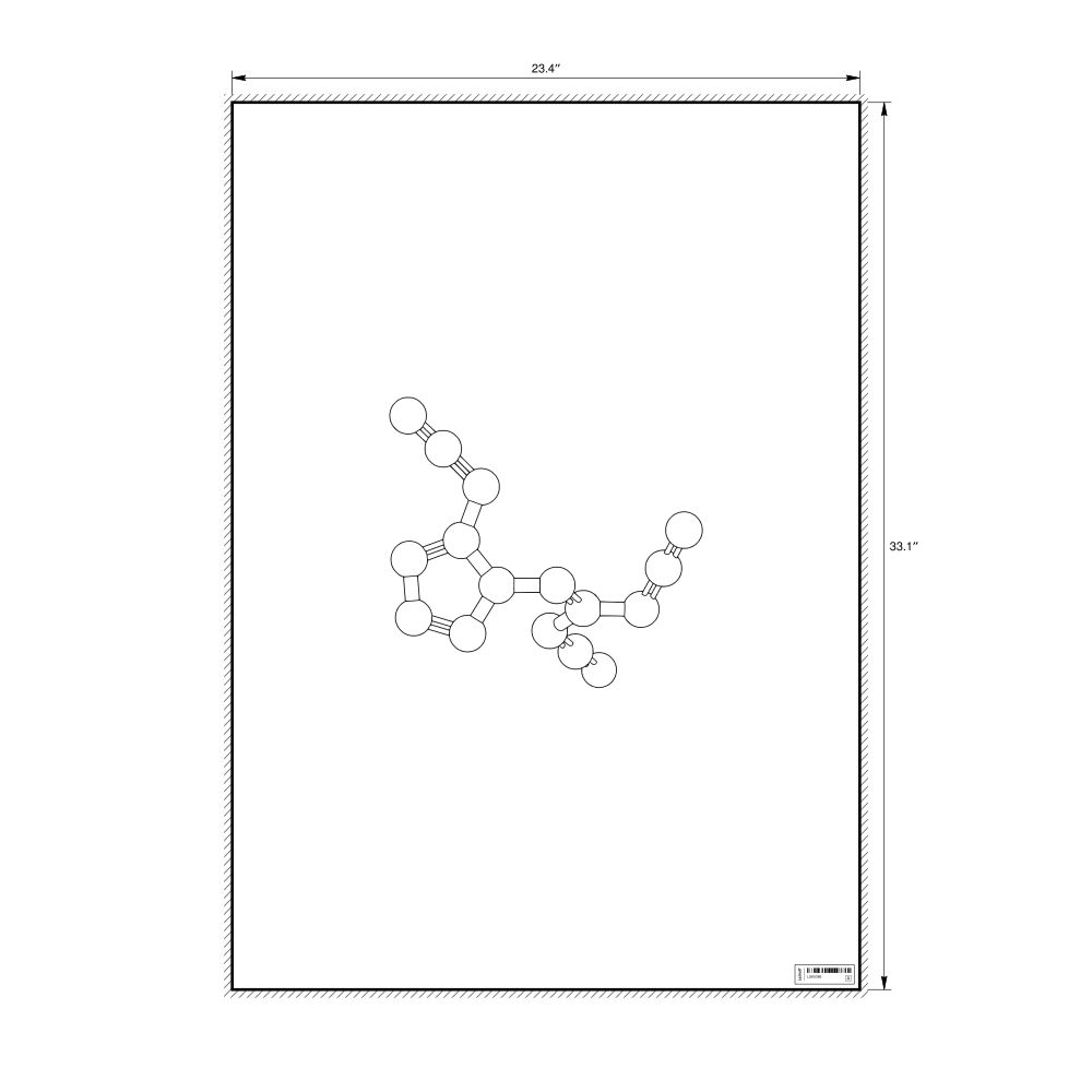 Leskoff Azidoazide Azide Molecule Poster, Ball-and-Stick Model, Stylized, image 1 of 1