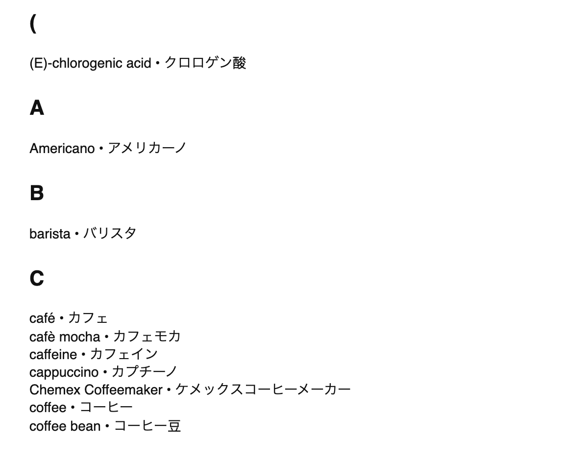 Coffee terms in Japanese