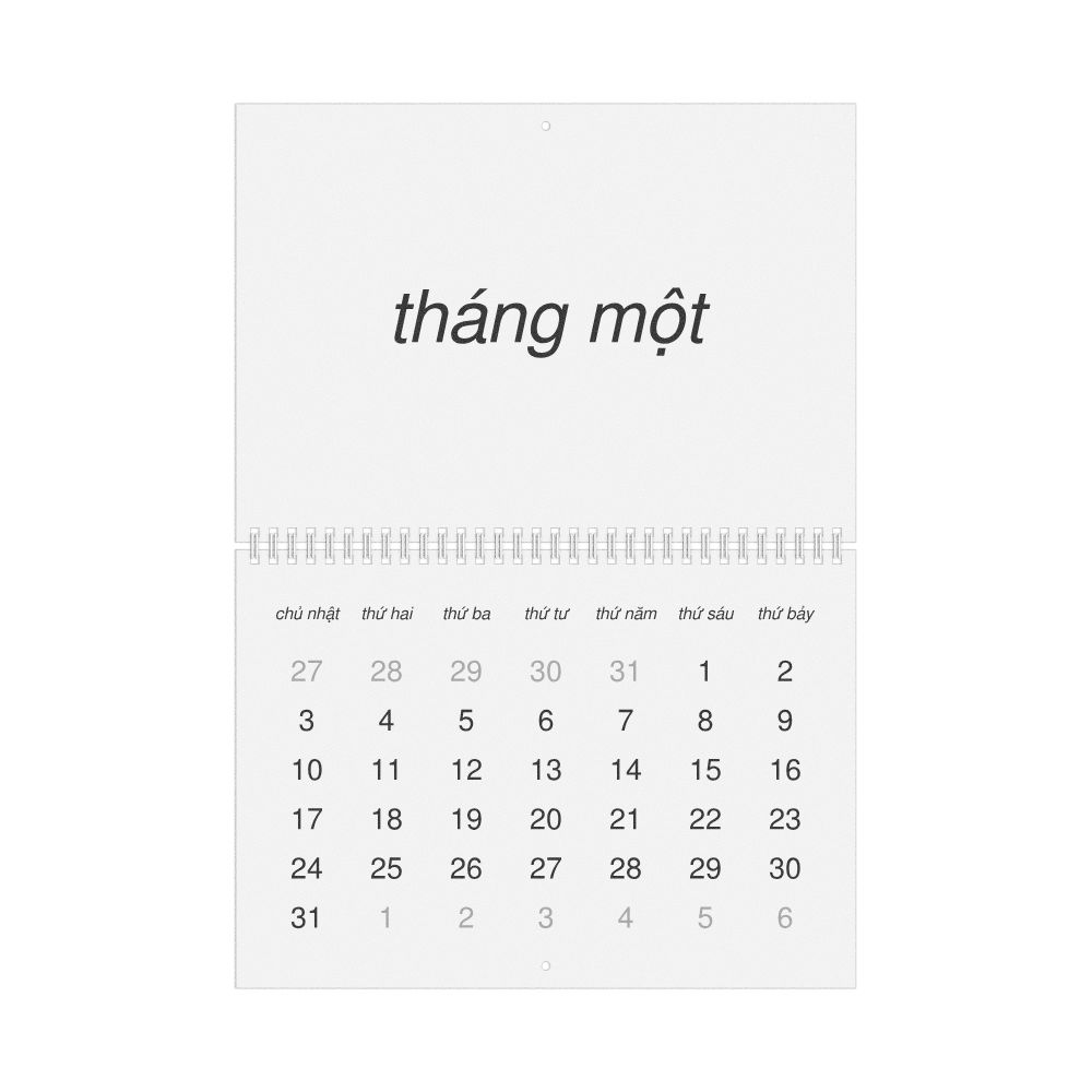 Leskoff 2027 Wall Calendar, Vietnamese-Labeled, Sunday-Start Layout, Wire-Bound, 11.7 x 8.3 in (29.7 x 21.0 cm), image 1 of 1