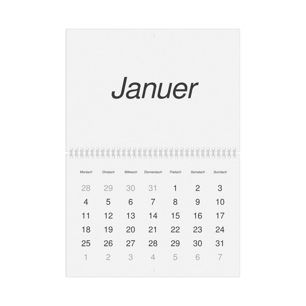 Leskoff 2027 Wall Calendar, Hunsrik-Labeled, Monday-Start Layout, Wire-Bound, 11.7 x 8.3 in (29.7 x 21.0 cm), image 1 of 1