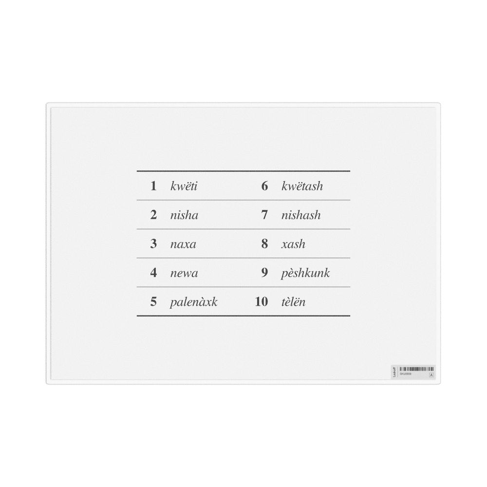 Leskoff Numbers 1–10 in Unami, Desk Chart, 11.7 x 8.3 in (29.7 x 21.0 cm), image 1 of 1