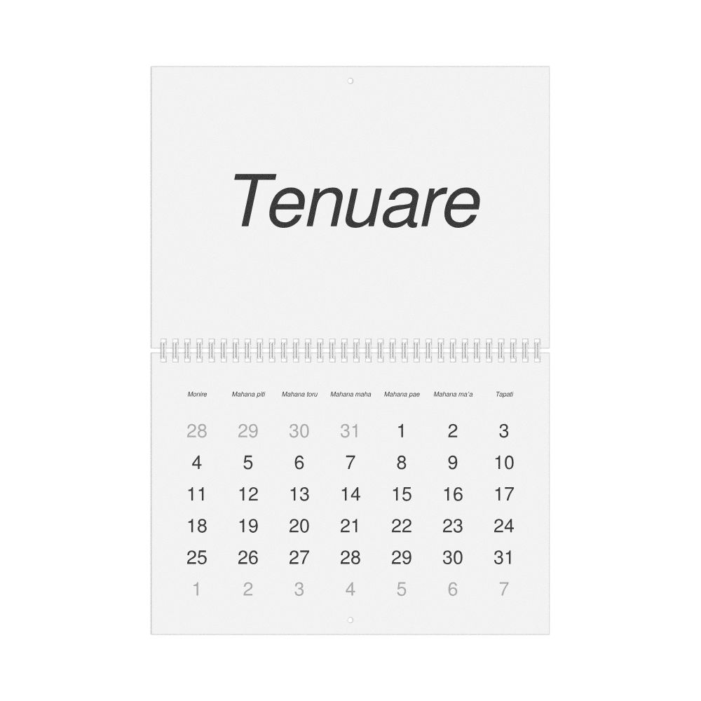 Leskoff 2027 Wall Calendar, Tahitian-Labeled, Monday-Start Layout, Wire-Bound, 11.7 x 8.3 in (29.7 x 21.0 cm), image 1 of 1