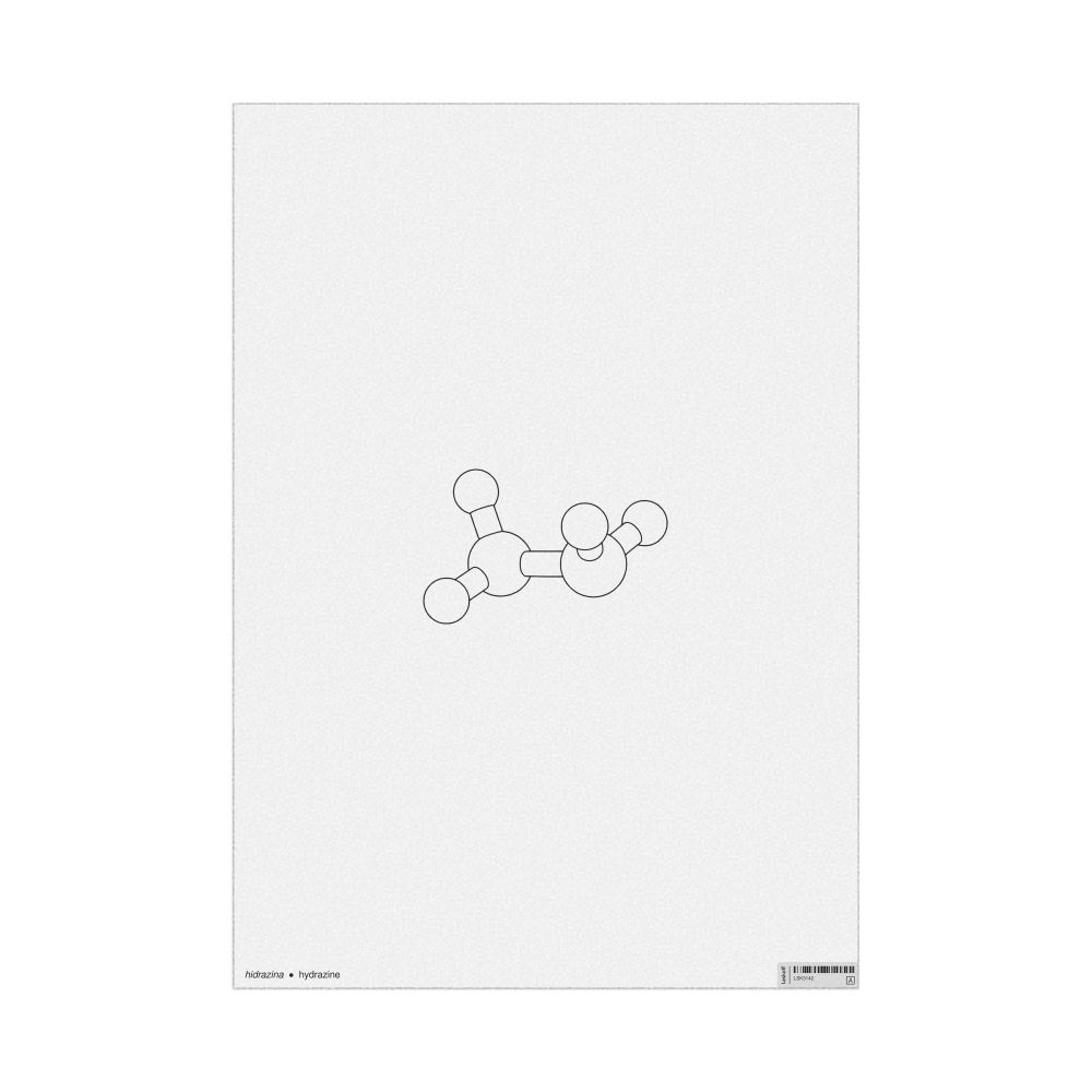 Leskoff Hydrazine Molecule Poster, Ball-and-Stick Model, Stylized, Spanish/English-Labeled, image 1 of 1