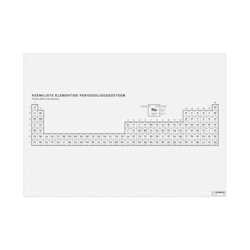 Leskoff Periodic Table Chart, 33.1 x 23.4 in (84.1 x 59.4 cm, Poster / Wall Chart), 32-Column Layout, Estonian/English-Labeled, image 1 of 2