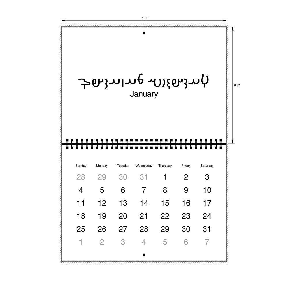 Leskoff 2026 Wall Calendar, Avestan/English-Labeled, Sunday-Start Layout, Wire-Bound, 11.7 x 8.3 in (29.7 x 21.0 cm), image 2 of 2