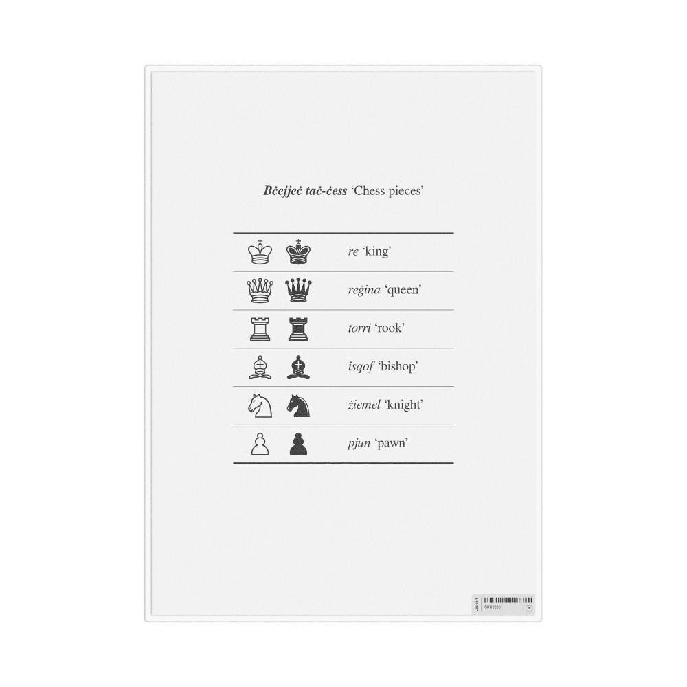Leskoff Chess Pieces in Maltese, Desk Chart, 8.3 x 11.7 in (21.0 x 29.7 cm), image 1 of 1