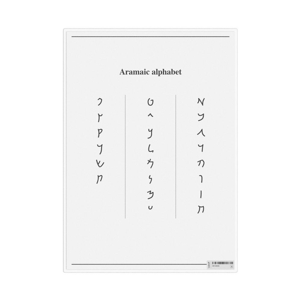 Leskoff Aramaic Alphabet, Desk Chart, 8.3 x 11.7 in (21.0 x 29.7 cm), image 1 of 1