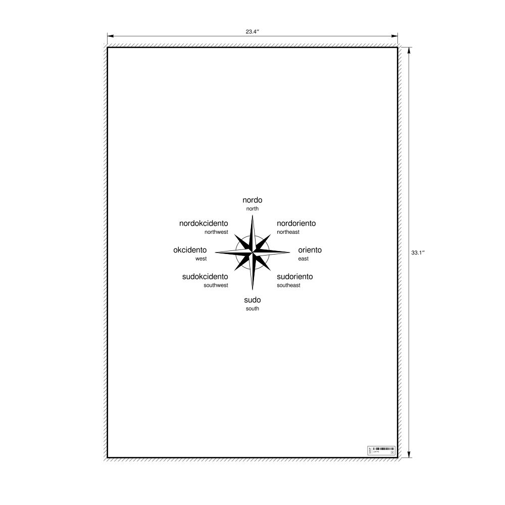 Leskoff Cardinal Directions Poster, Esperanto/English-Labeled, image 1 of 2