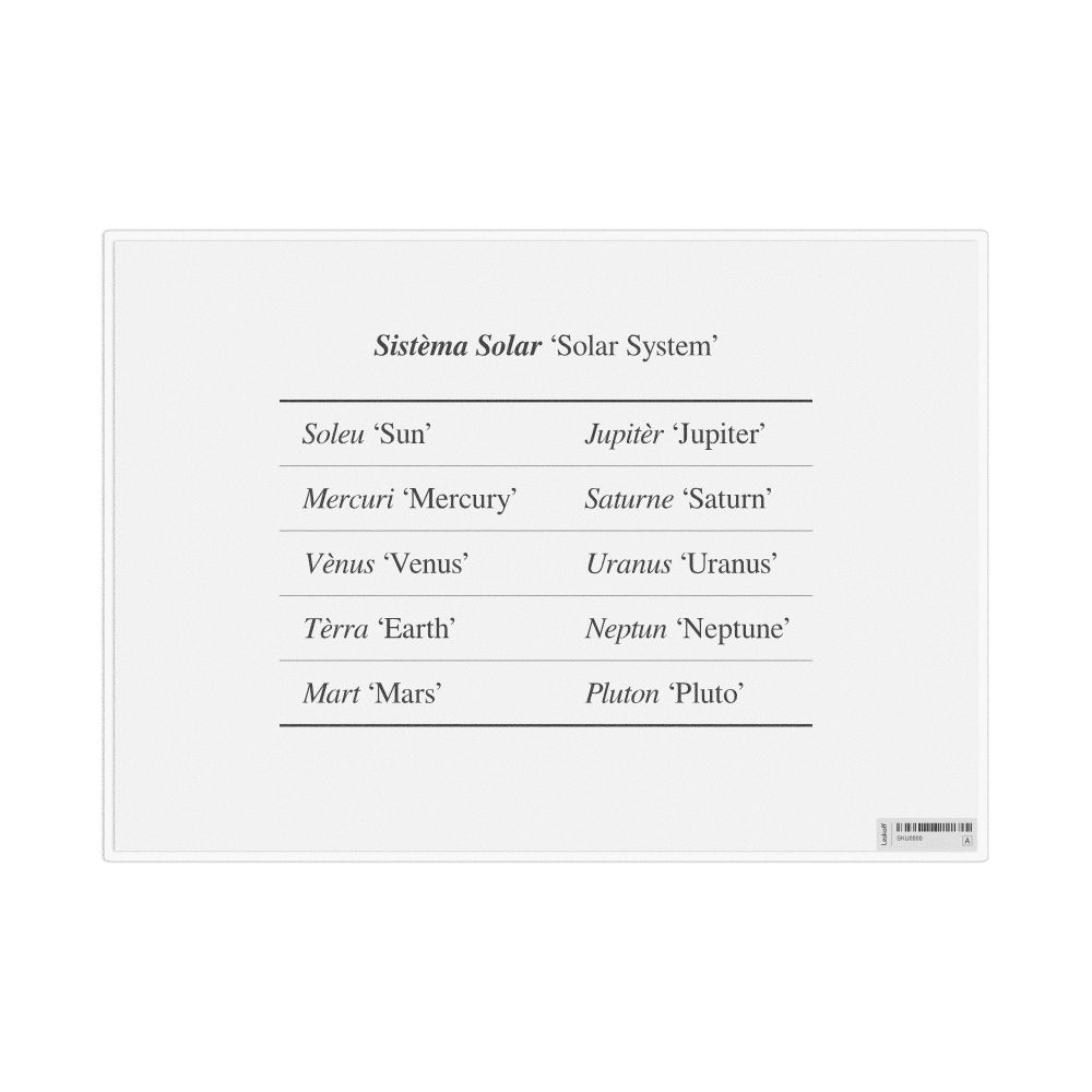 Leskoff Solar System in Occitan, Desk Chart, 11.7 x 8.3 in (29.7 x 21.0 cm), image 1 of 1