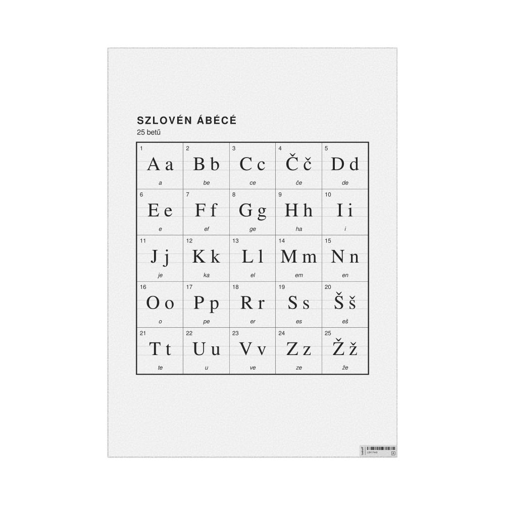 Leskoff Slovene Alphabet Chart, 23.4 x 33.1 in (59.4 x 84.1 cm, Poster / Wall Chart), Hungarian-Labeled, image 1 of 2