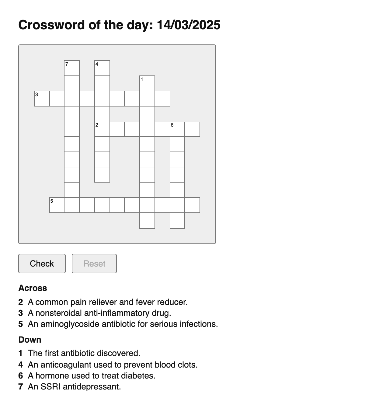 Drugs and Medications Crossword