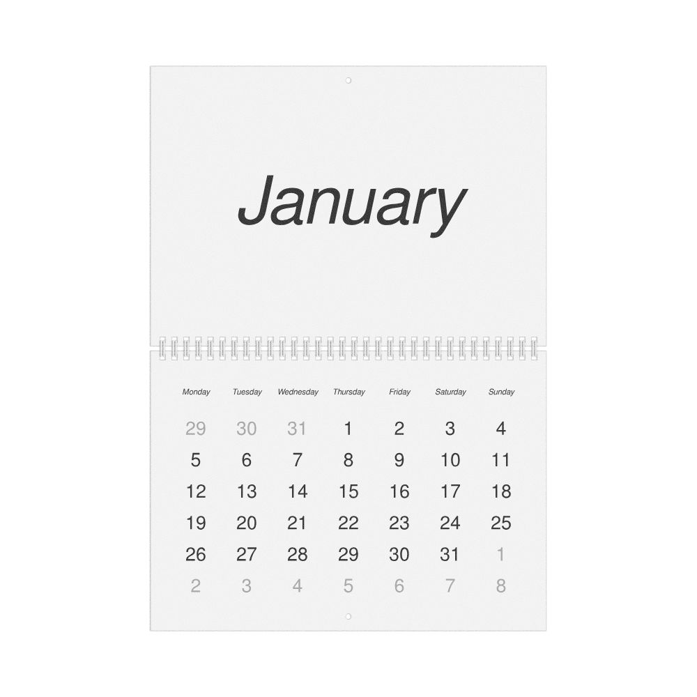 Leskoff 2026 Wall Calendar, English-Labeled, Monday-Start Layout, Wire-Bound, 11.7 x 8.3 in (29.7 x 21.0 cm), image 1 of 1