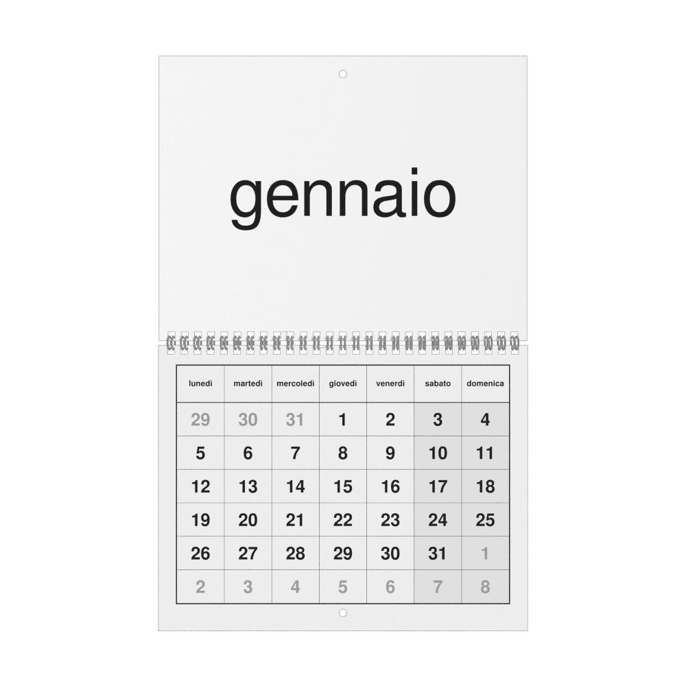 Leskoff 2026 Wall Calendar, Italian-Labeled, Monday-Start Layout, Wire-Bound, 11 x 8.5 in (27.9 x 21.6 cm), image 1 of 1