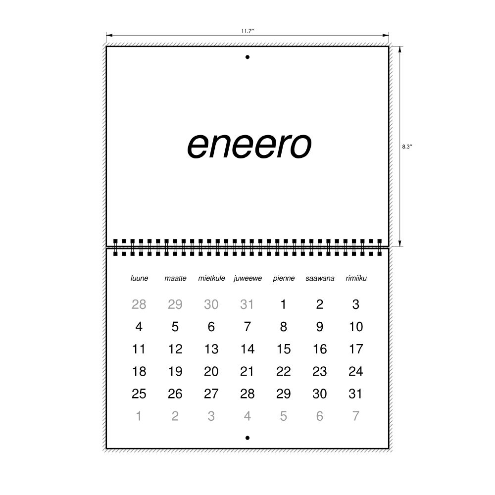 Leskoff 2027 Wall Calendar, Wayuu-Labeled, Monday-Start Layout, Wire-Bound, 11.7 x 8.3 in (29.7 x 21.0 cm), image 2 of 2
