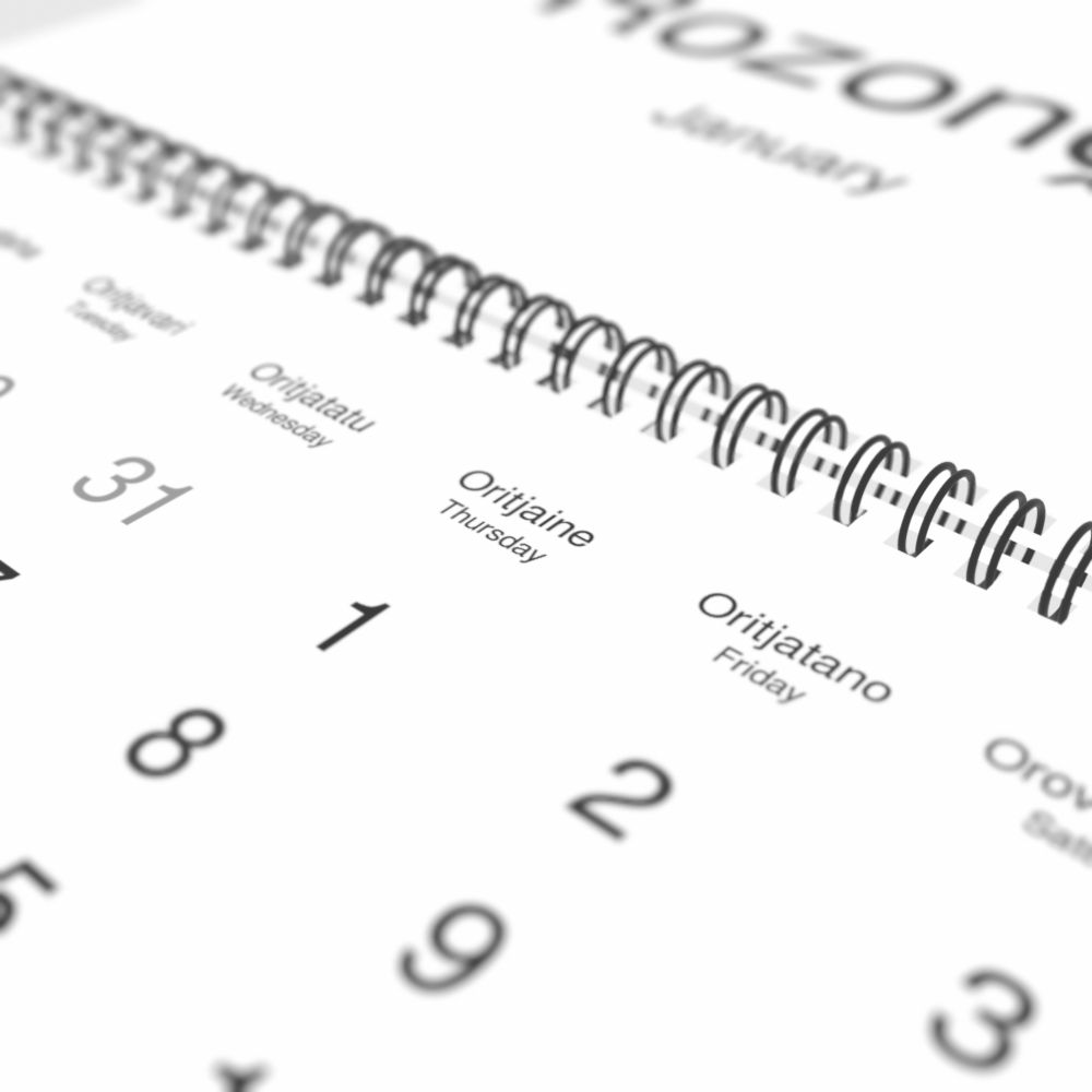 Leskoff 2026 Wall Calendar, Herero/English-Labeled, Sunday-Start Layout, Wire-Bound, 11.7 x 8.3 in (29.7 x 21.0 cm), image 1 of 2